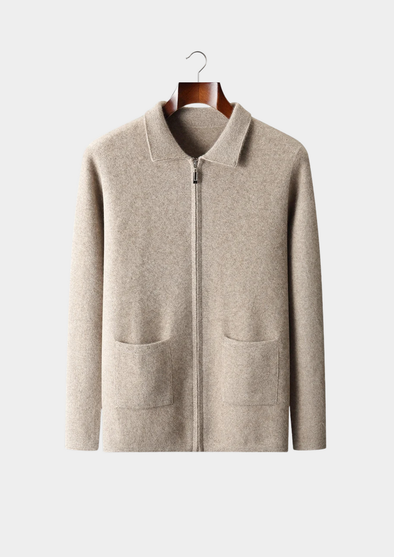 PREMIUM CASHMERE ZIPPER CARDIGAN