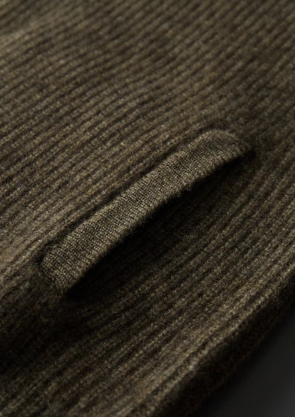 PREMIUM CASHMERE RIBBED HIGH COLLAR CARDIGAN