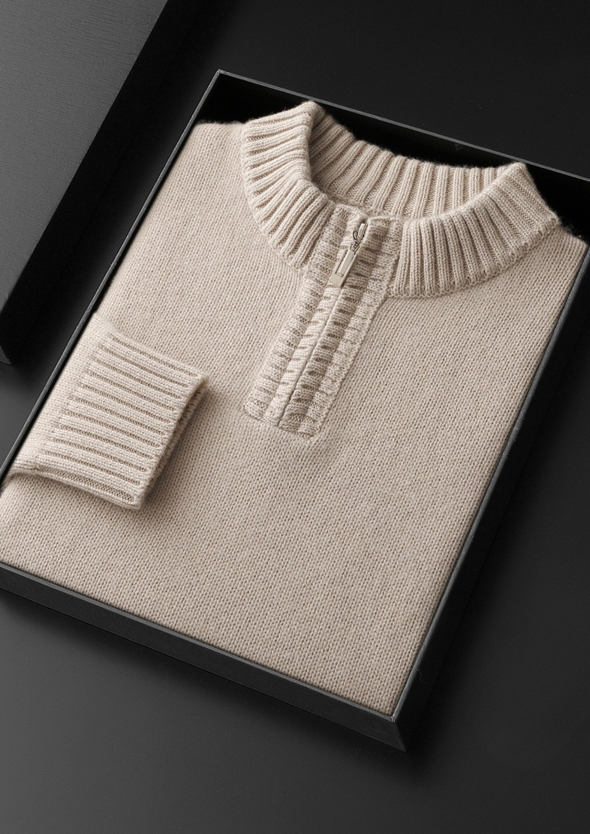 Pure Cashmere Off White Half Zip Sweater